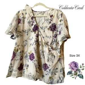 🚨Coldwater Creek XL flattering V-neck wrap style top P2P: 23” L:25” 100%Poly